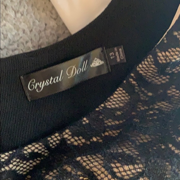 Black with nude lace, fitted, formal dress size 13 - Picture 4 of 6